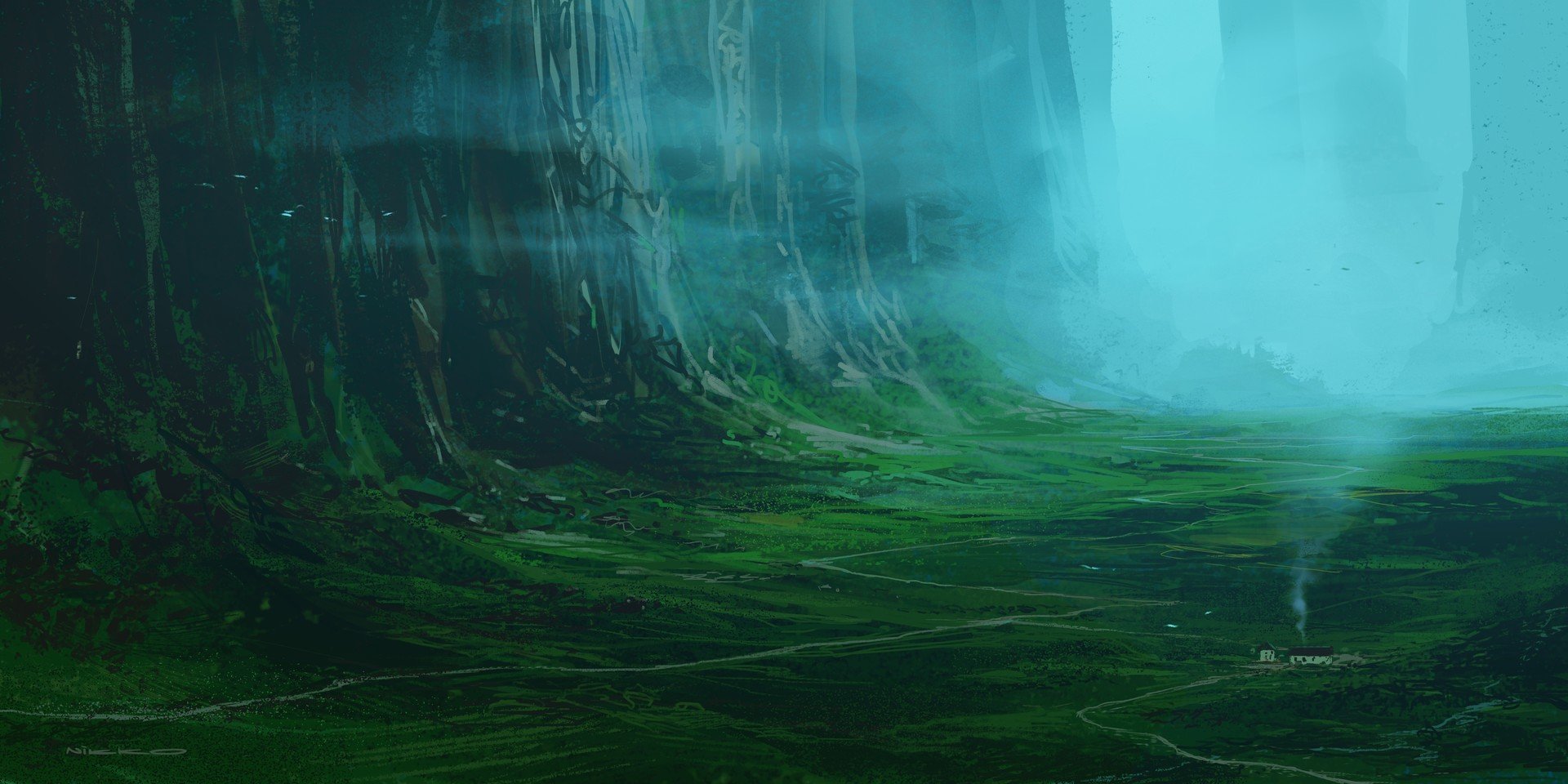 Fantasy Nature Landscape Cabin Wallpaper