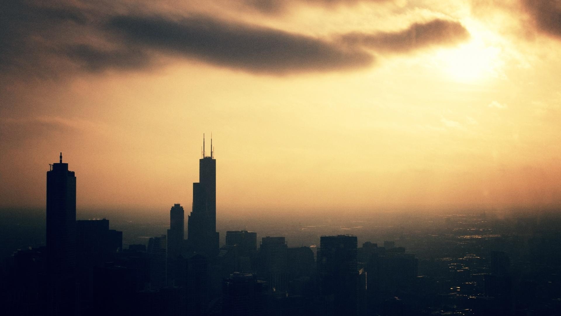 Chicago Skyline Clouds Wallpaper