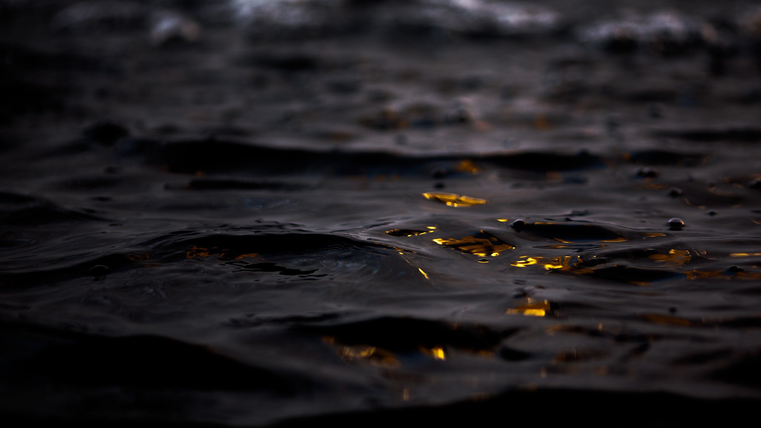 Yellow Lights over Water Waves Wallpaper