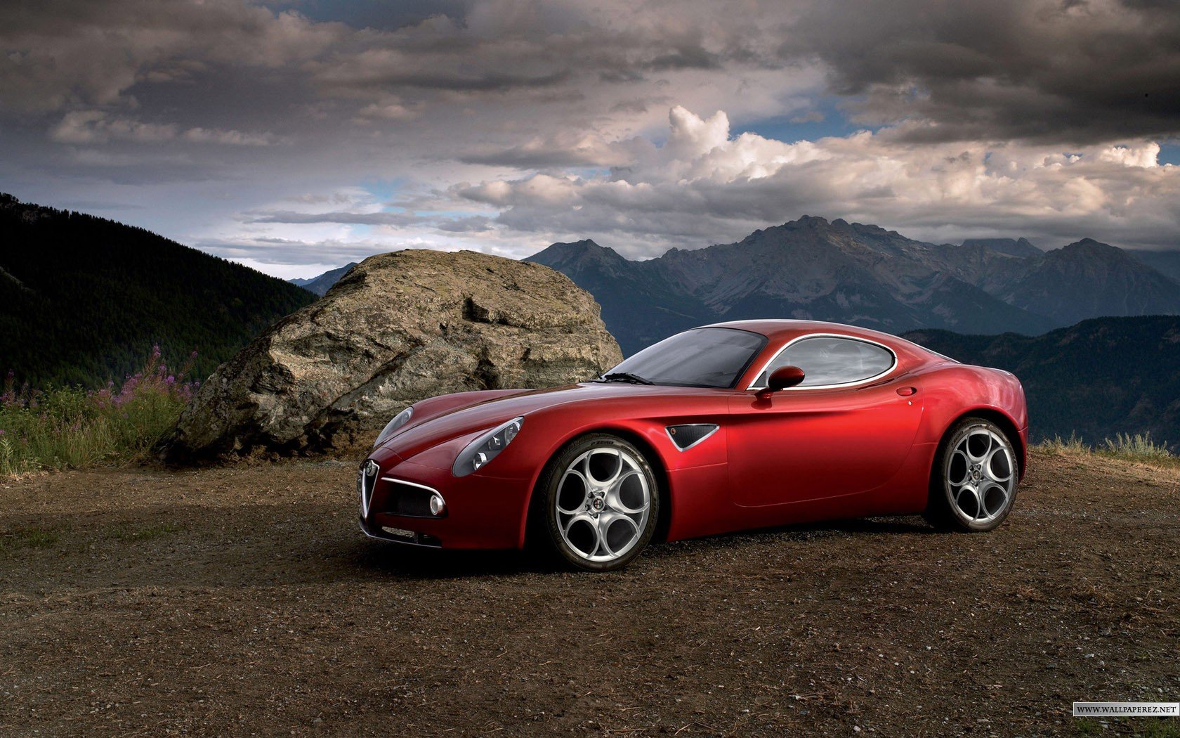 Alfa Romeo 8C Mountain Landscape Wallpaper