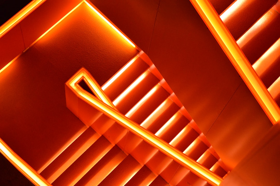 Neon Staircase Glow Wallpaper