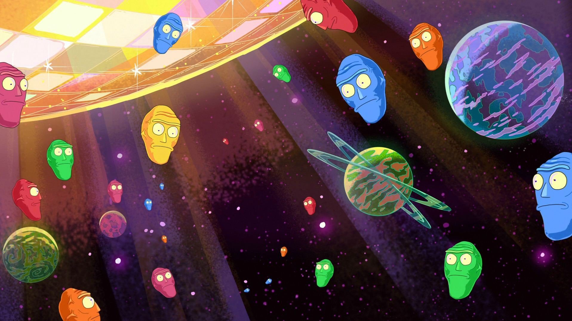 Rick And Morty Floating Heads Wallpaper