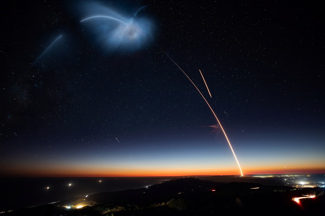 Starlit Rocket Ascent Wallpaper