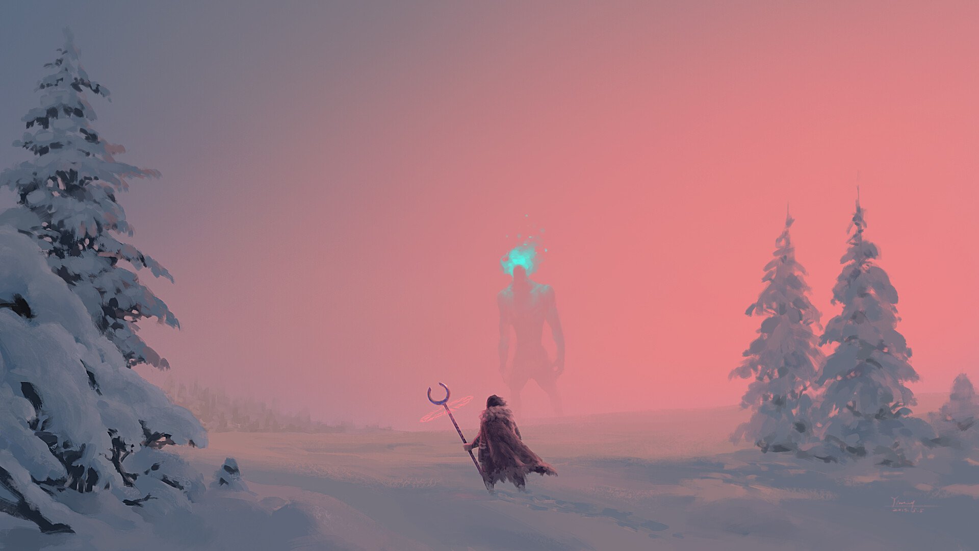 Fantasy Snow Magician Giant Wallpaper