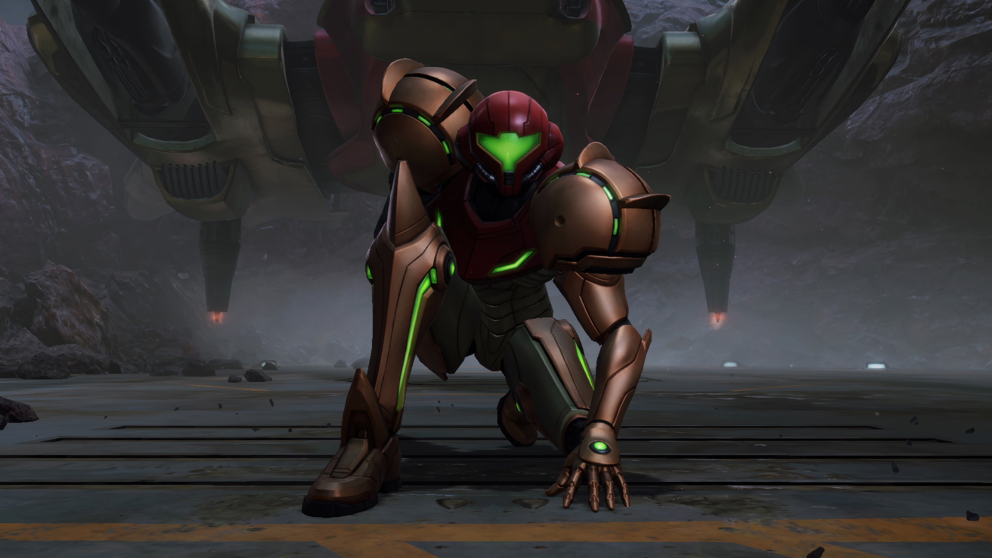 Samus Aran Squatting Armor Wallpaper
