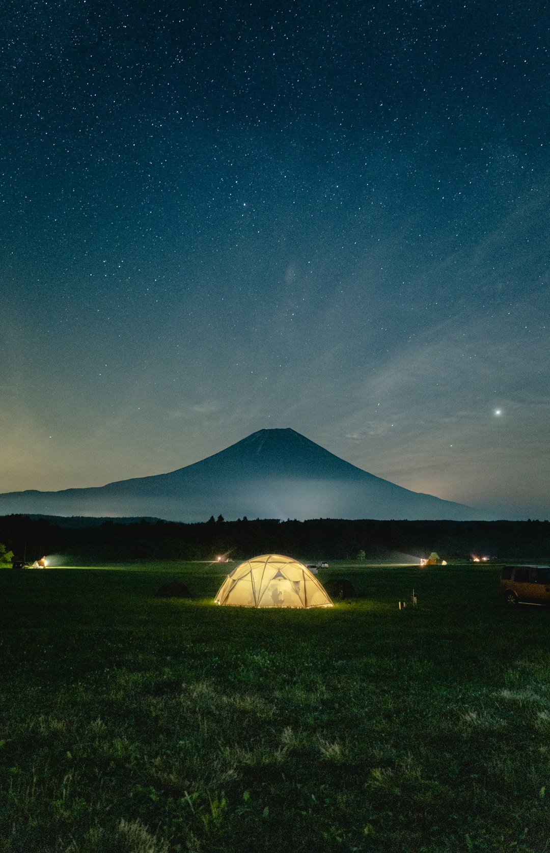 Starry Night Mt Fuji Camp Wallpaper