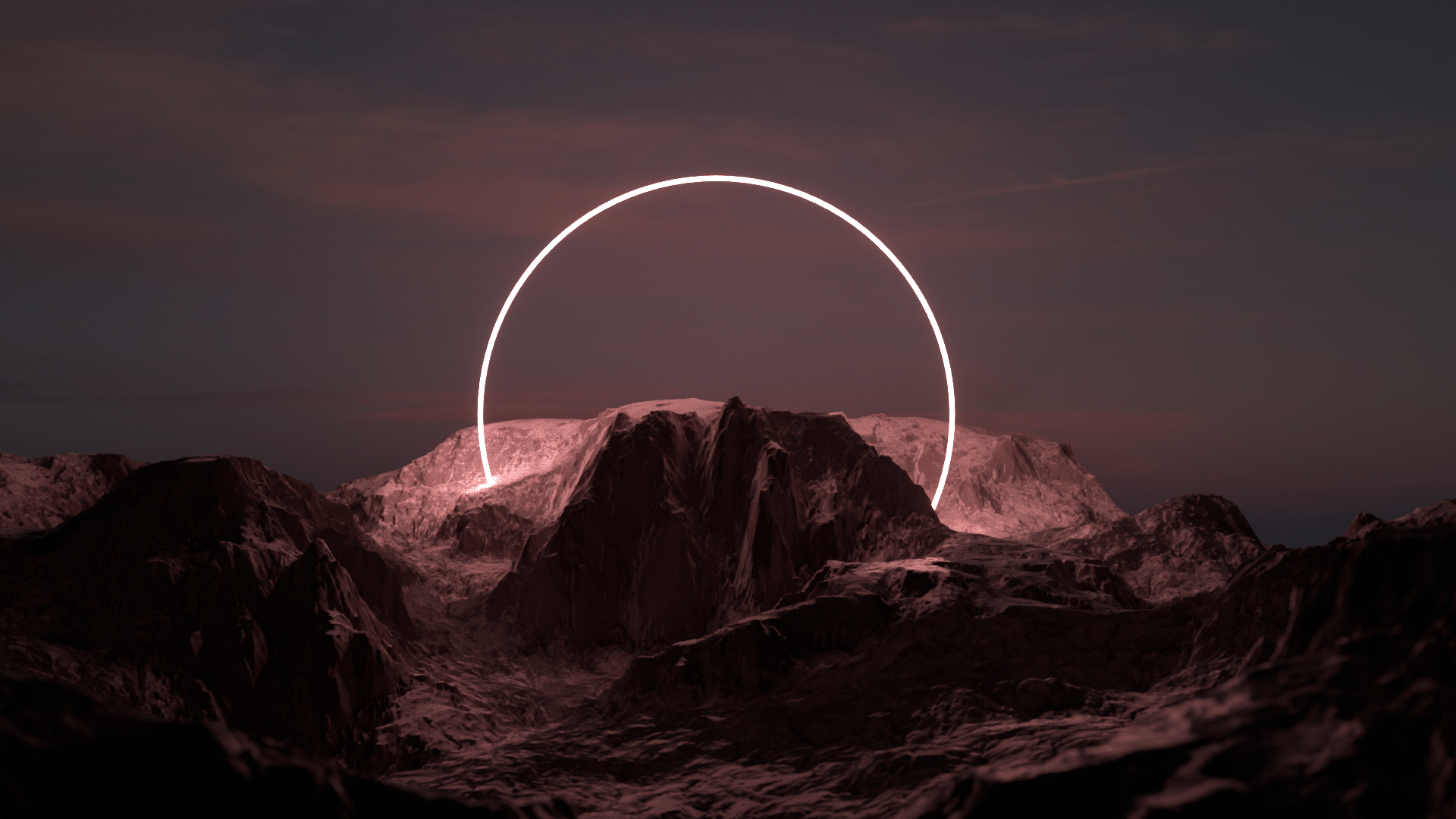 Neon Glow Mountain Sky Wallpaper