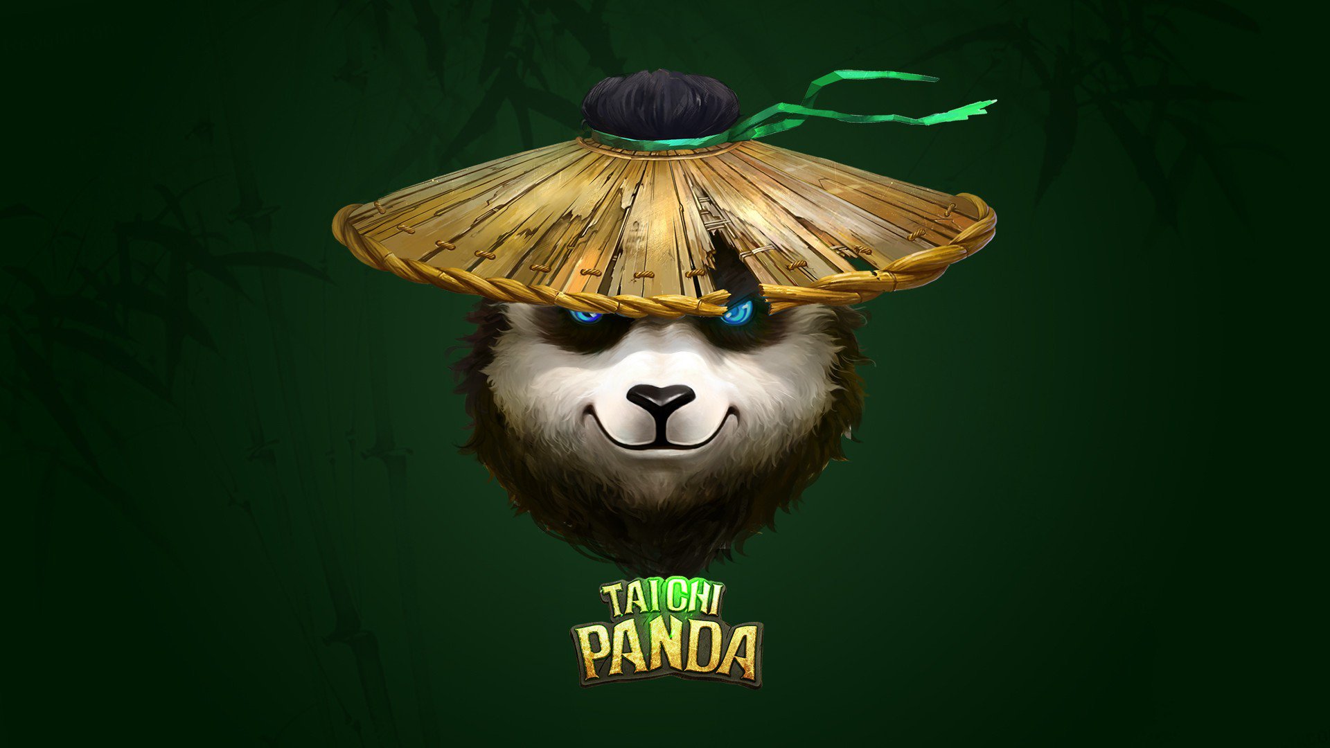 Artistic Panda Green Typography Wallpaper