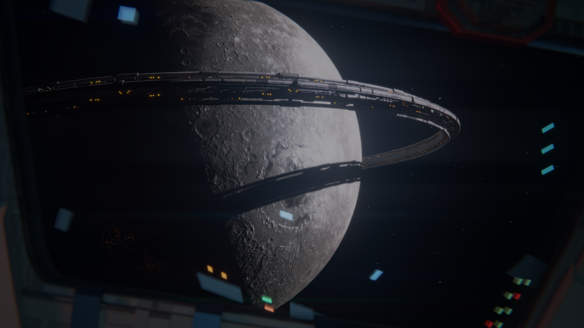 Lunar Space Station Futuristic Wallpaper