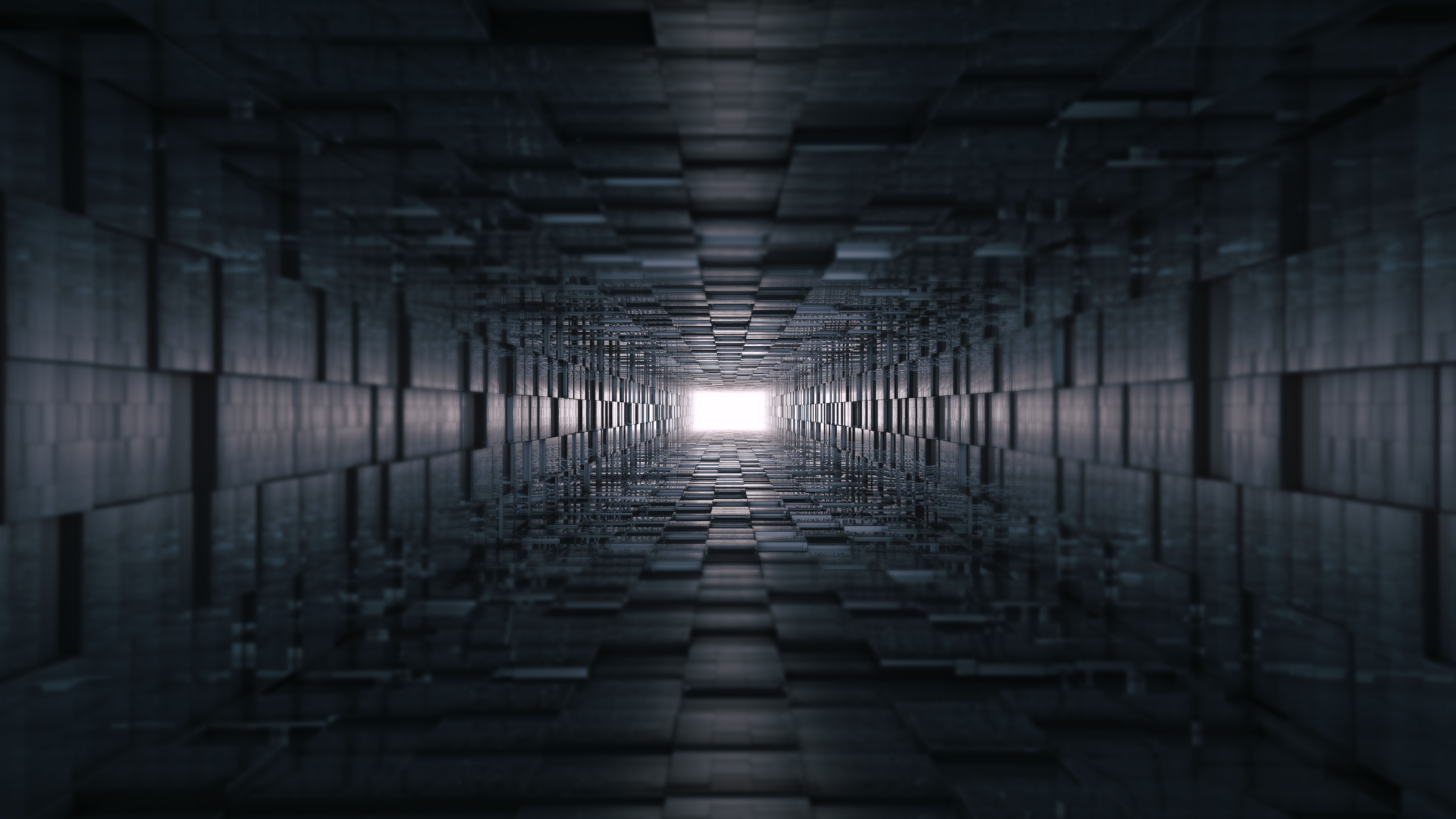 3D Geometric Tunnel Wallpaper