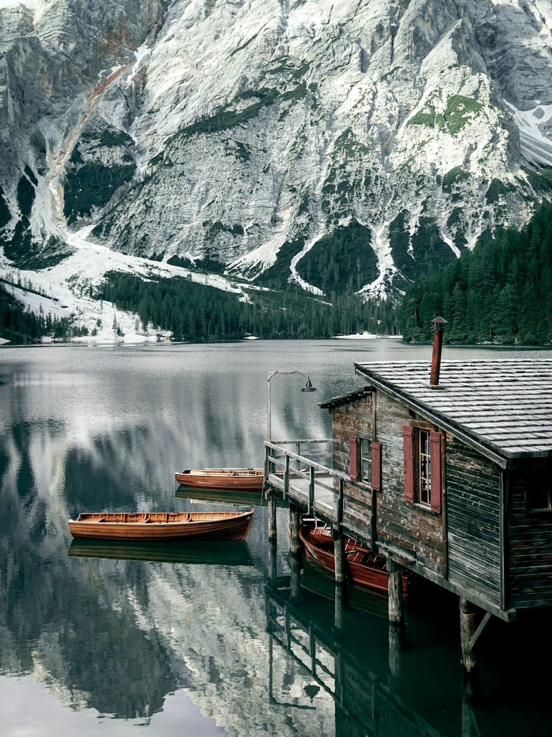 Grey Countryside Dock Wallpaper