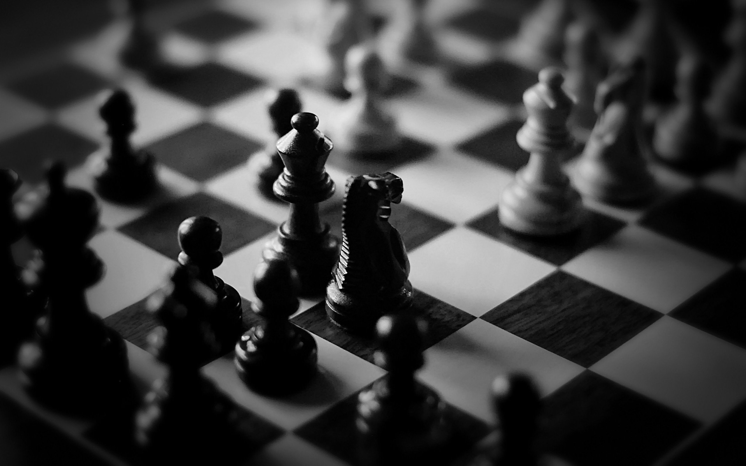 Monochrome Chess Board Wallpaper