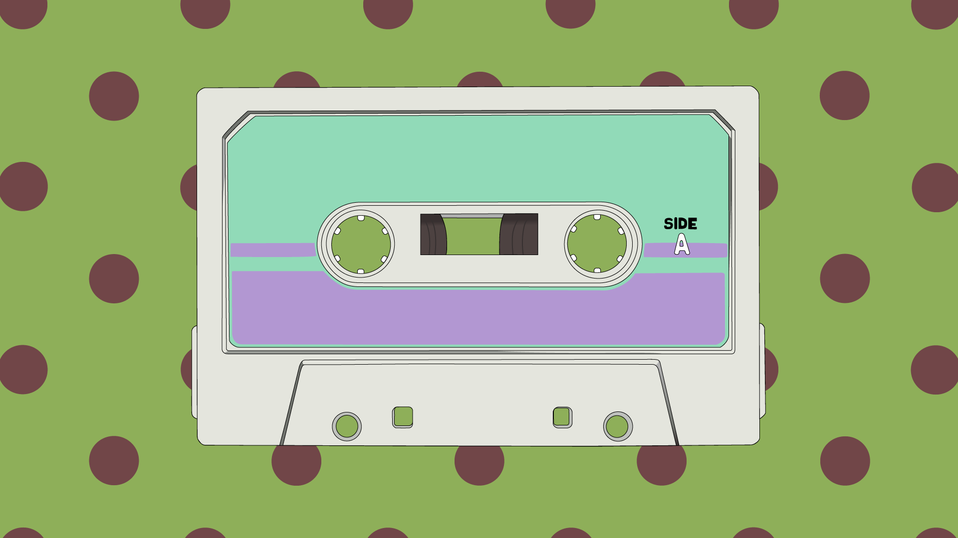 Vintage Cassette Polka Dots Wallpaper