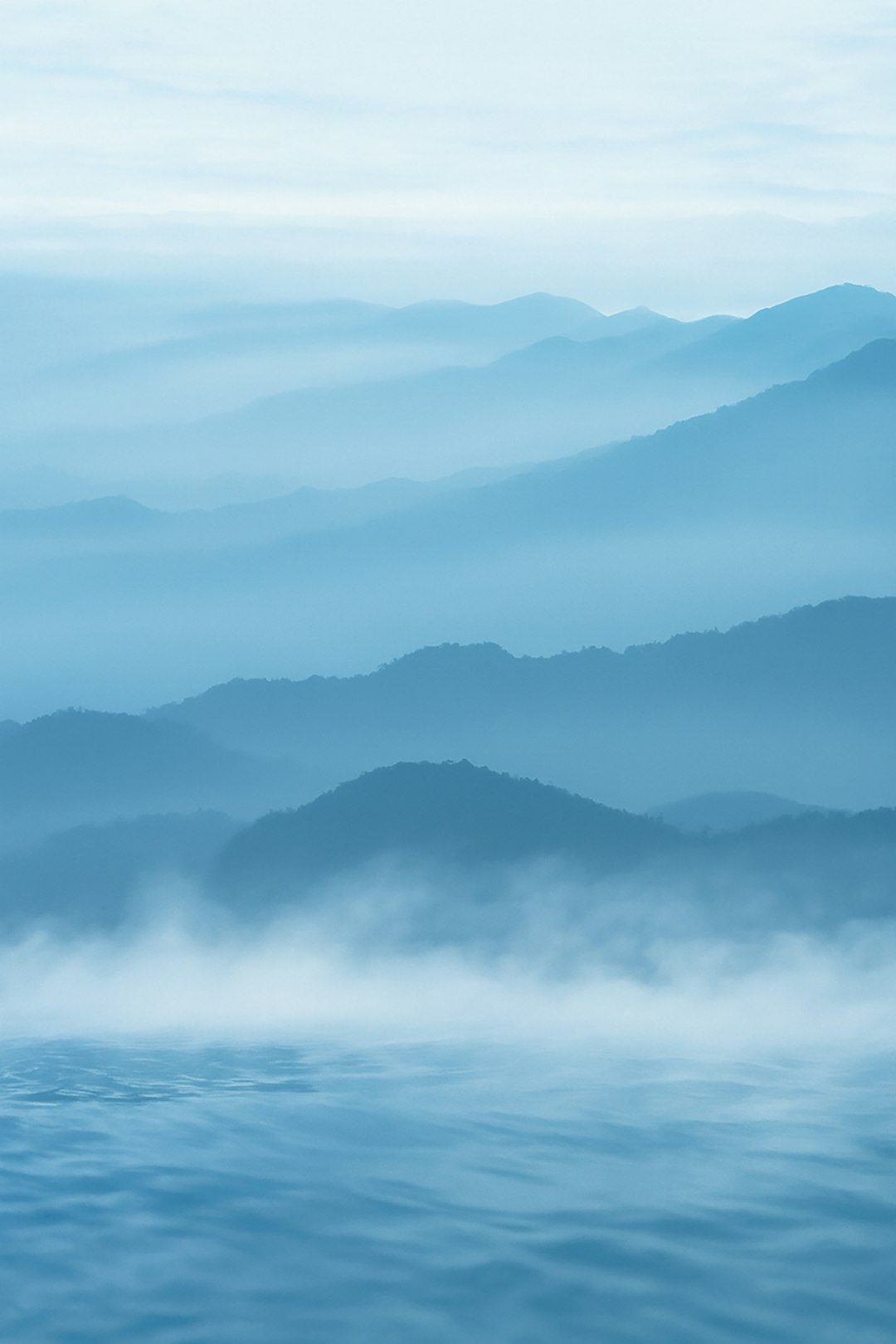Blue Misty Mountain Serenity Wallpaper