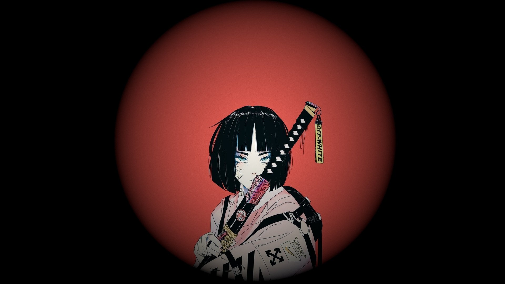 Asian Woman Kimono Sword Wallpaper