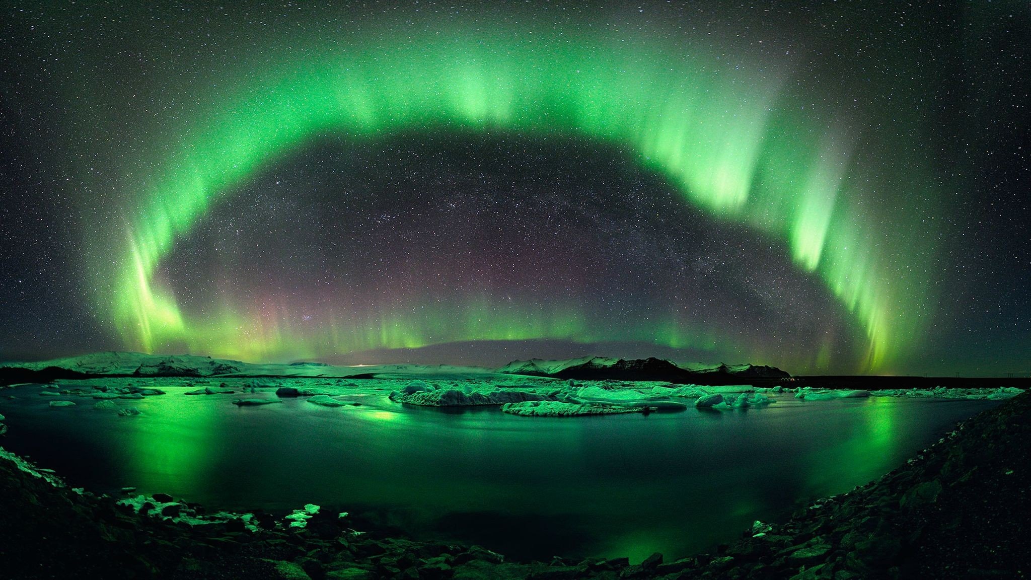 Aurora Night Sky Iceland Wallpaper
