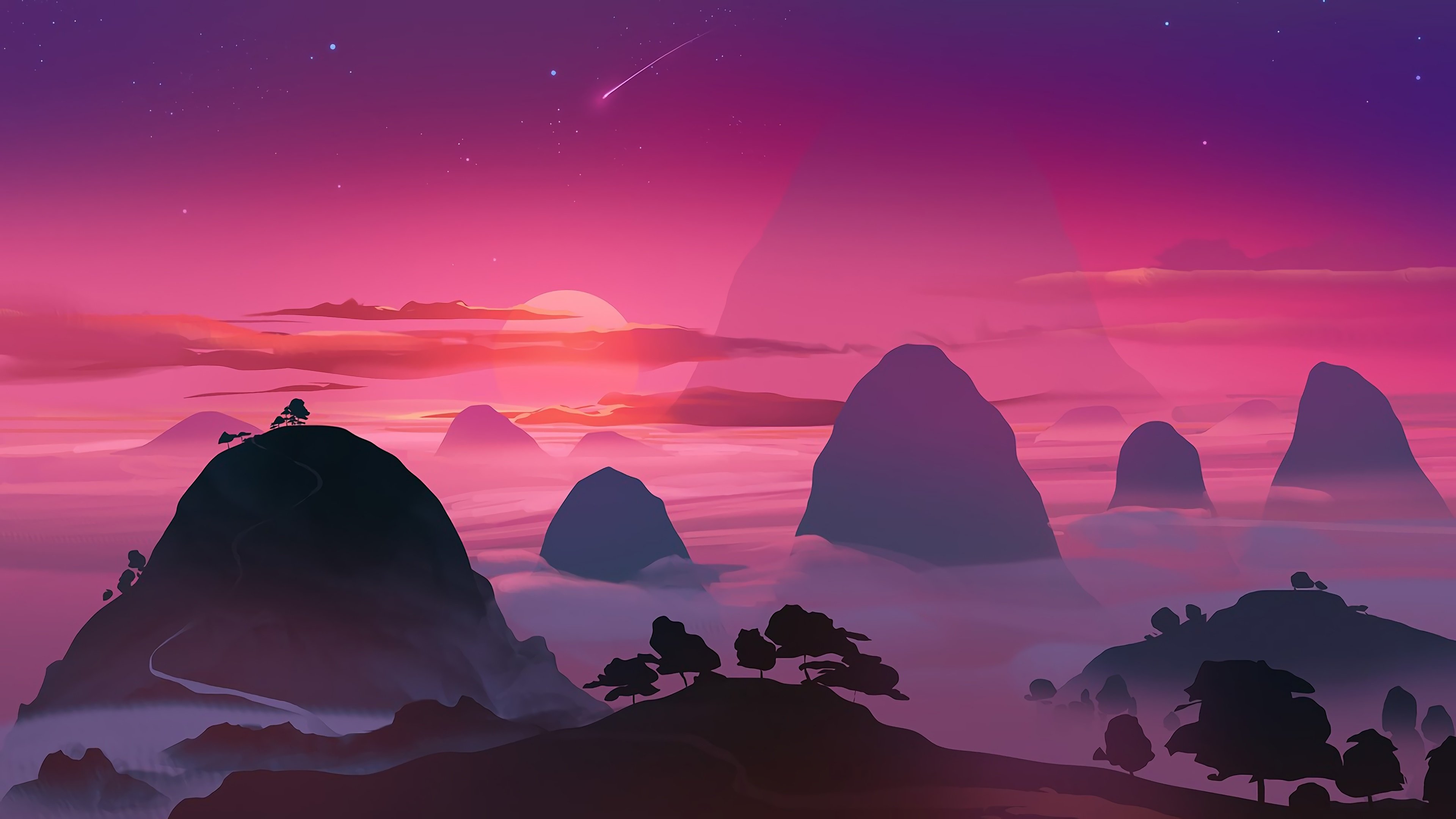 Misty Sunset Mountain Wallpaper