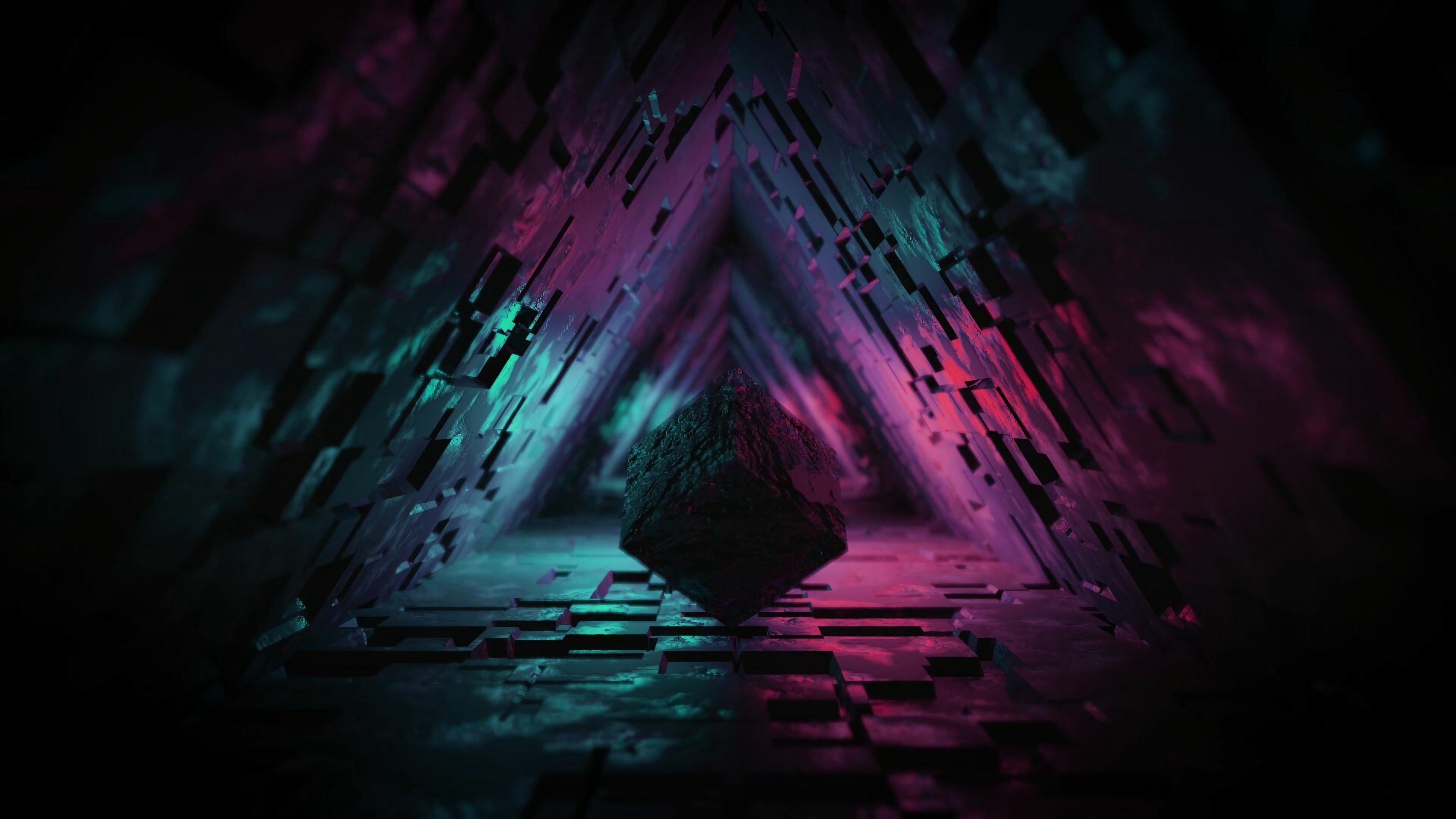 Neon Geometric Prism Wallpaper