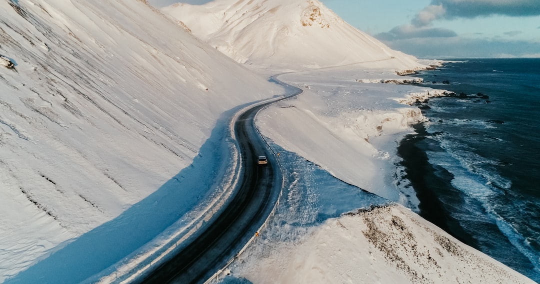 Iceland Snowy Mountain Road Wallpaper