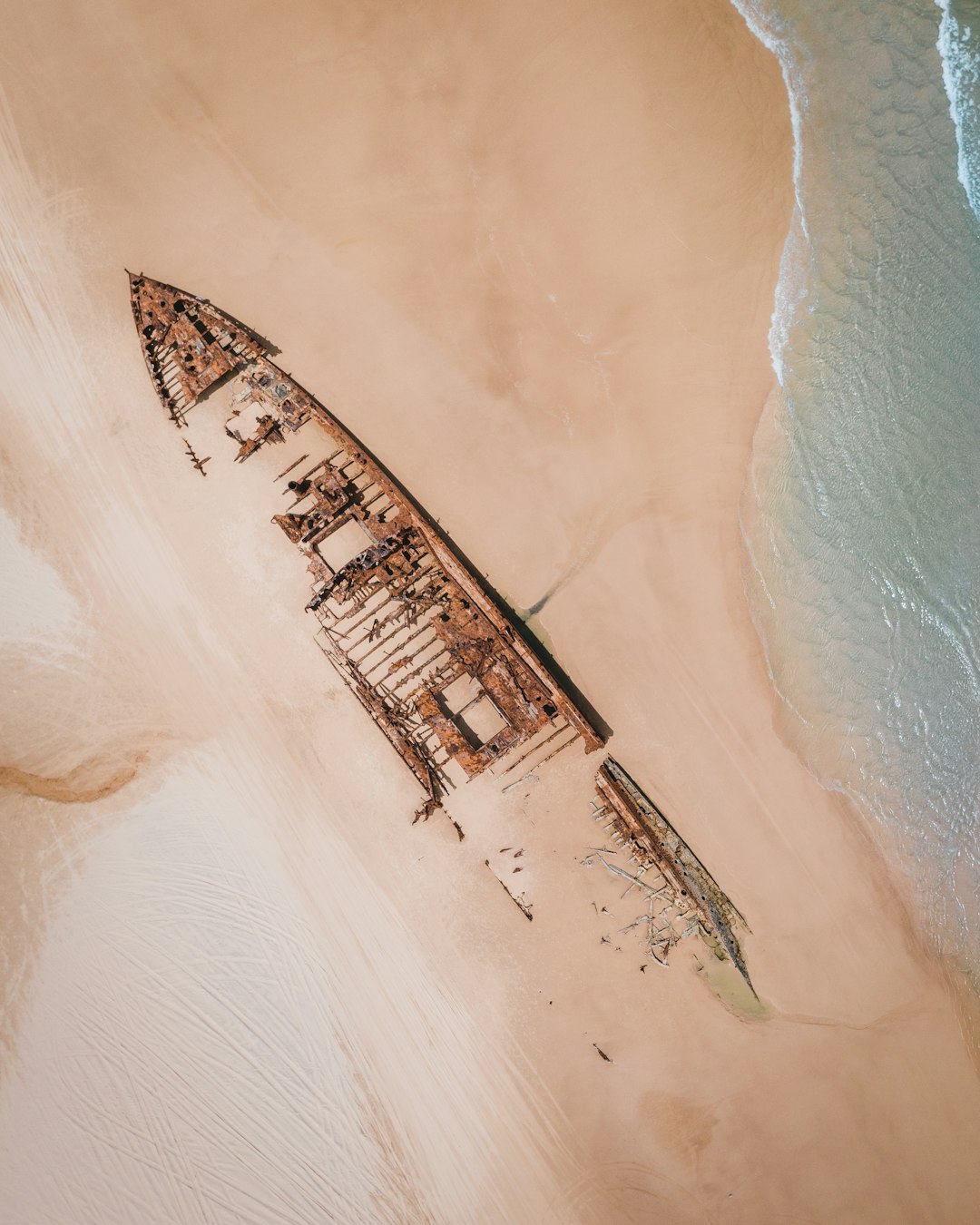 Abandoned Shipwreck Shore Wallpaper