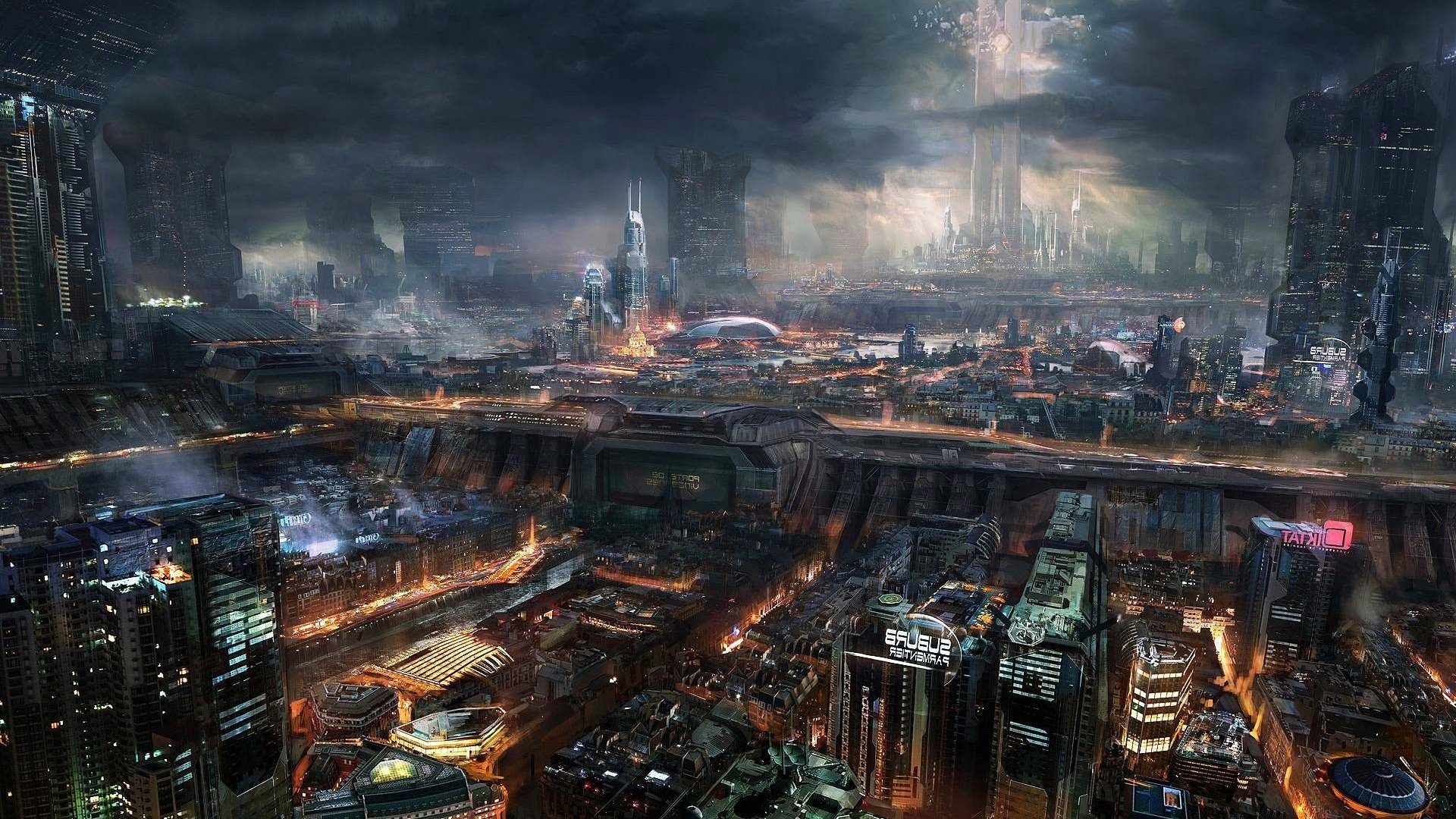 Neon Cyberpunk Cityscape Wallpaper