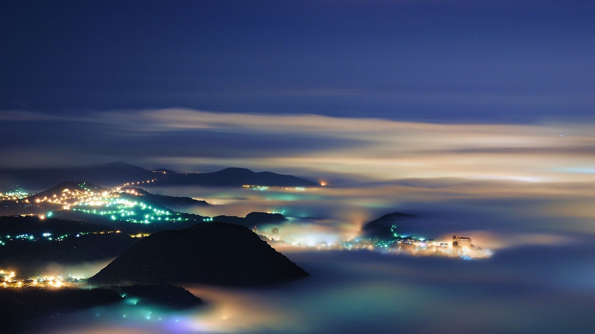 Taipei Night Mist City Wallpaper