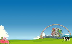 Katamari Rainbow Sky Cow Wallpaper