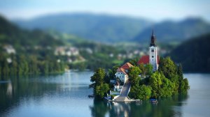Blurred Church Island Lake Bled Wallpaper