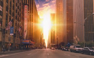 Manhattan Skyline Sunset Wallpaper